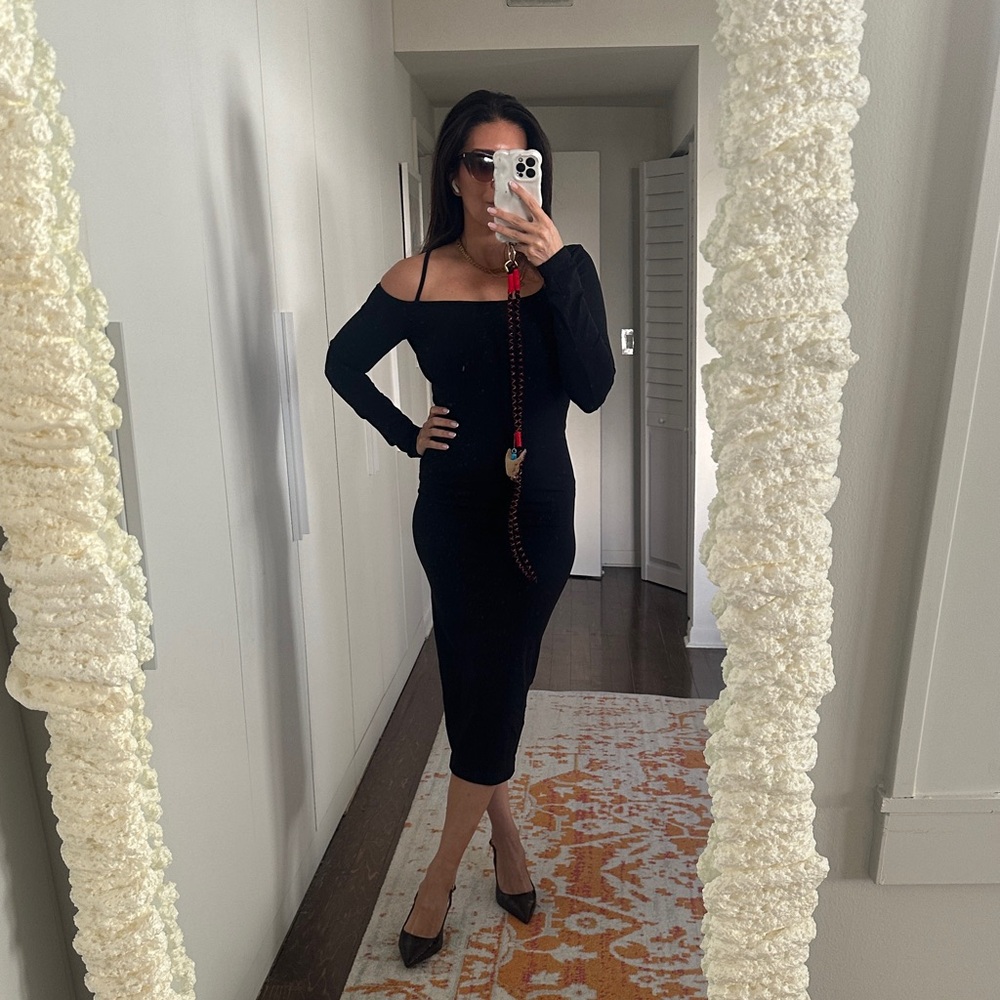 Helmut Lang Black Off-Shoulder Dress